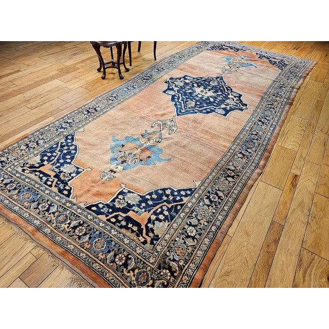 19th Century Persian Bidjar Gallery Rug, Hand-Knotted Wool, Geometric Pattern, Brick-Red & Navy,7x15 For Sale In Chicago - Image 6 of 16