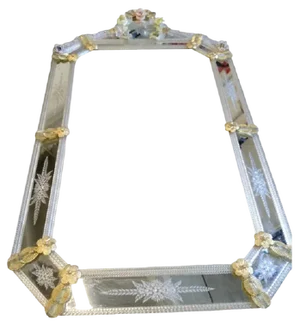 Venetian Rectangular Floreal Hand-Carving Wall Mirror by Simong
