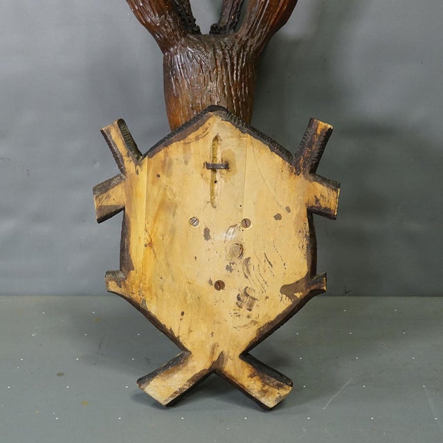 Brown Large Naturalistic Black Forest Carved Deer Head, Ca. 1930s For Sale - Image 8 of 8