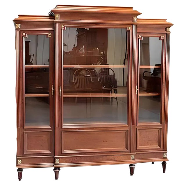 Antique Louis XVI Style Mahogany Bookcase, 1800s For Sale