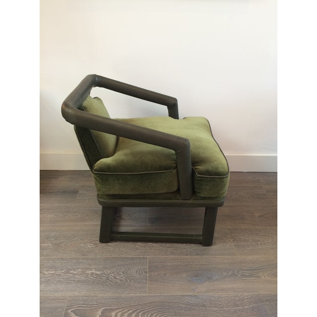 Green Leather & Mohair Lounge Chair Chairish