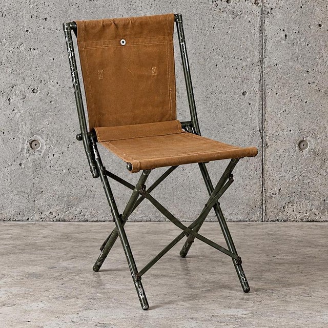 2 x English army folding chair / canvas fabric / 1950s Heigth 95Width 45Depth 45 cm