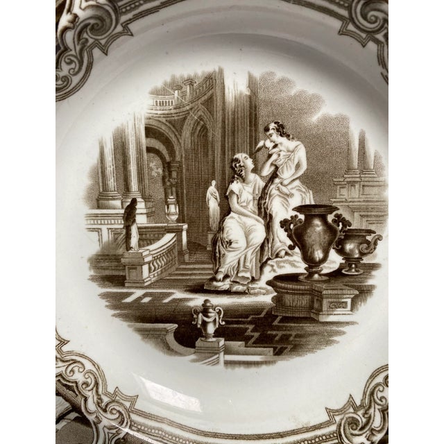 Circa 1850 Podmore Walker Staffordshire Brown Transferware Minerva Serving Bowl For Sale - Image 6 of 10