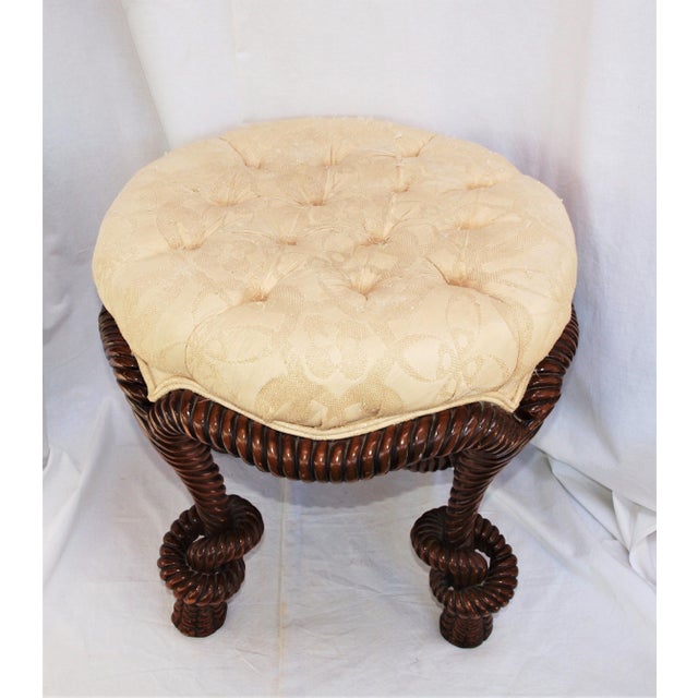 2000s Designed Wood Twisted Rope Knotted Stool | Chairish