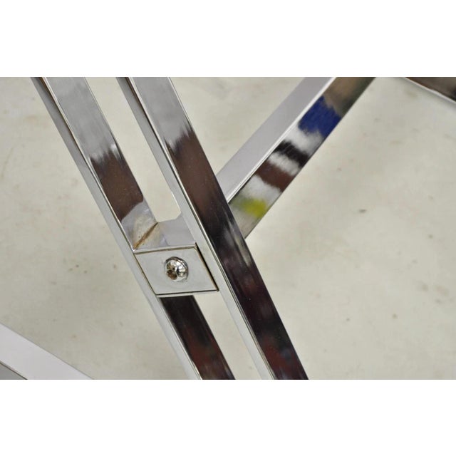 Metal Vintage Mid Century Modern Chrome Frame Z Shaped Metal Desk Dining Table Base For Sale - Image 7 of 11