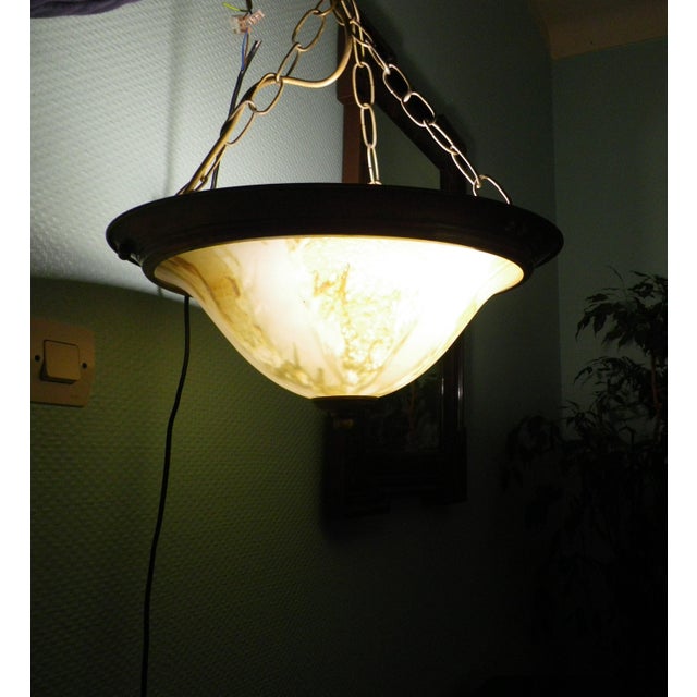 Pendant Light with Chains and Bowl-Shaped Lampshade, 1960s For Sale - Image 9 of 16