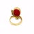 Contemporary Coral Diamond Oval Ring 18k Yellow Gold Retro Leaf Design For Sale - Image 3 of 6