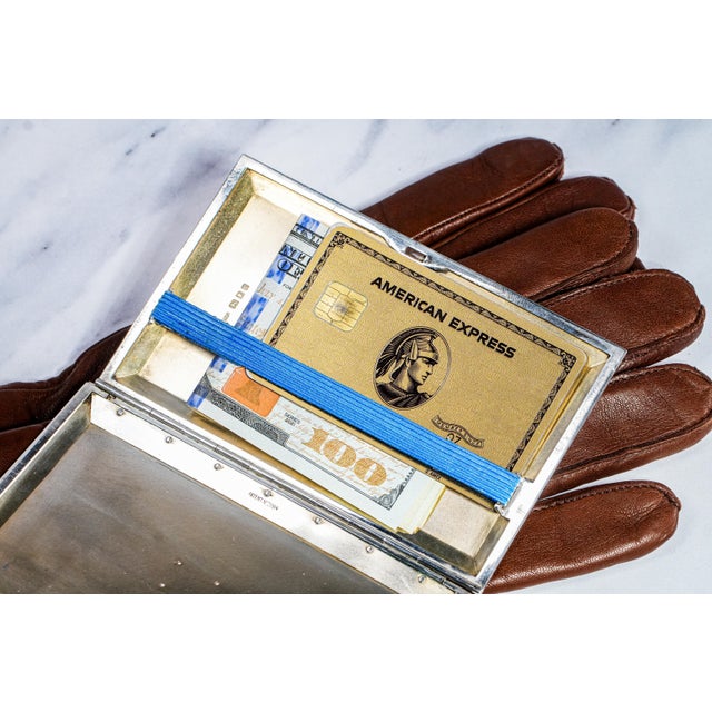 Rare Asprey Art Deco Engine Turned Antique English Sterling Silver Cigarette Case Vesta Case in Presentation Box Luxury Tobacciana For Sale - Image 12 of 18