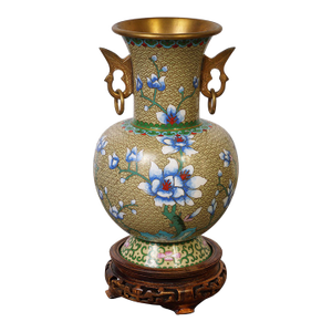 Mid-20th Century Chinese Hand Made Floral Cloisonne Vase