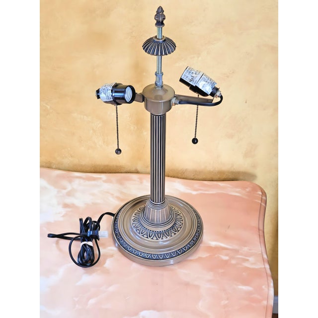 Metal Vintage Desk Lamp With Frosted Glass Shade and 2 Pull Chain Switches For Sale - Image 7 of 12