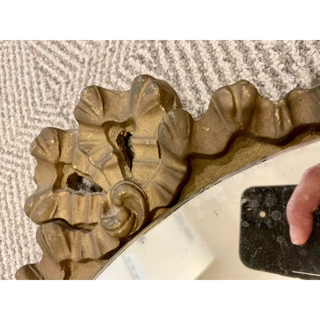 Art Deco Vintage Mid 20th Century Gilt Carved Mirror For Sale - Image 3 of 7