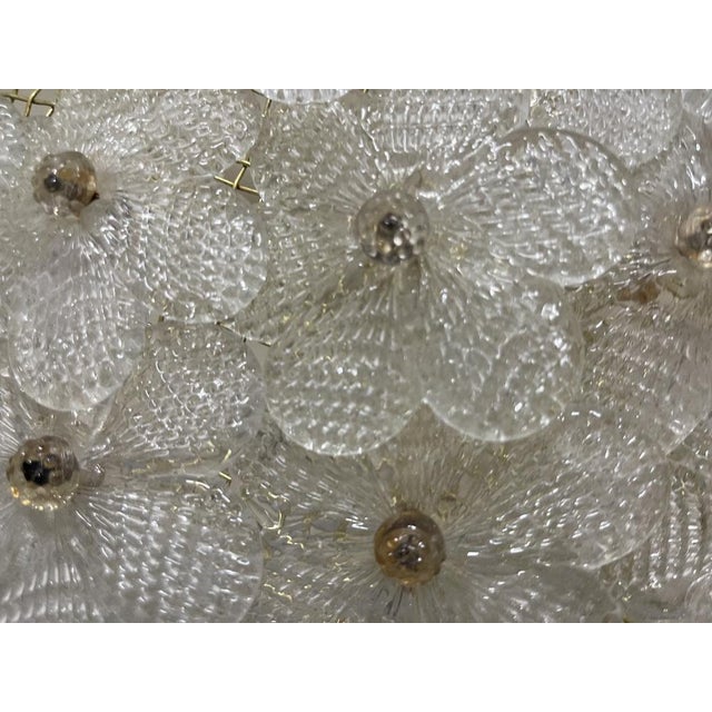 Gold Large Murano Glass Flower Flush Mount attributed to Seguso, Italy, 1960s For Sale - Image 8 of 14