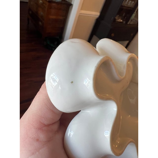 White Early 1900’s French Lustreware Floral Oyster Plate, Deviled Egg Plate Unique Shape For Sale - Image 8 of 10