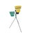 A lightweight, geometrically designed vintage plant stand, composed of a lacquered metal tripod structure that supports...