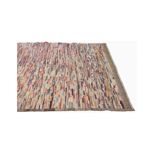 Modern Multicolor Handknotted Wool Rug For Sale - Image 4 of 7