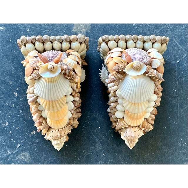 Vintage Coastal Shell Encrusted Brackets - A Pair For Sale In West Palm - Image 6 of 12