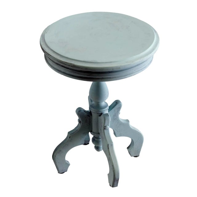 1990s Light Blue Pedestal Stool For Sale - Image 4 of 6