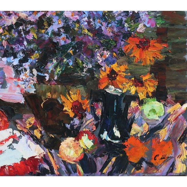 2010s Original Still Life Oil Painting: Flowers and Food, Ukrainian Art 80-90 For Sale - Image 5 of 6