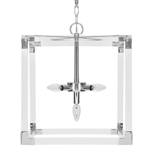 Matthew Izzo Home - Eli White Acrylic & Polished Nickel Pendant Light For Sale