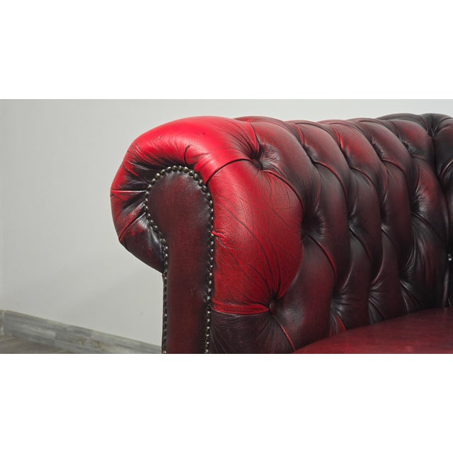 Leather Sofa in style of Chesterfield, 1980s For Sale - Image 7 of 16