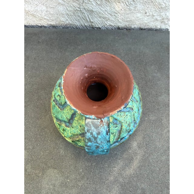 Green Ewer Jug Sgraffito Lava Glaze Blue Green Red Itay Bitossi Aldo Londi Raymor For Sale - Image 8 of 8