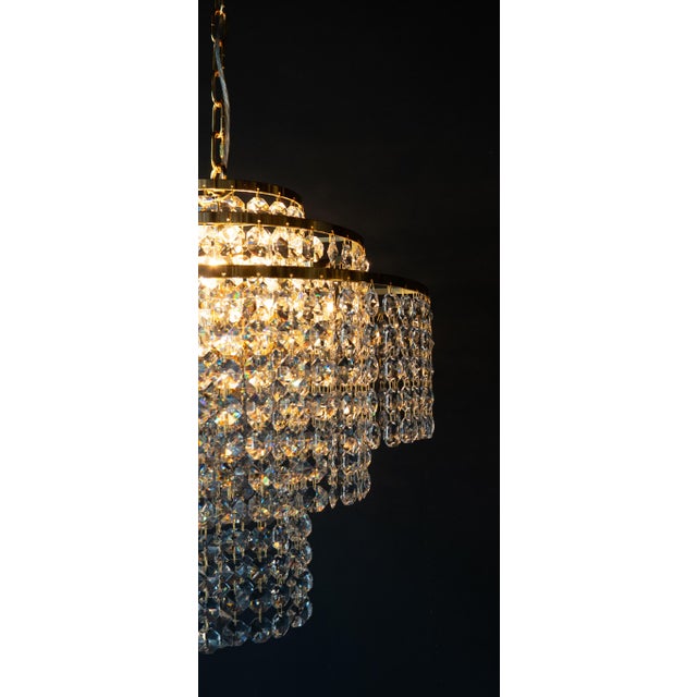Tiered Crystal Luminaire in Hollywood Regency Style Mid-Century Revival For Sale - Image 6 of 9