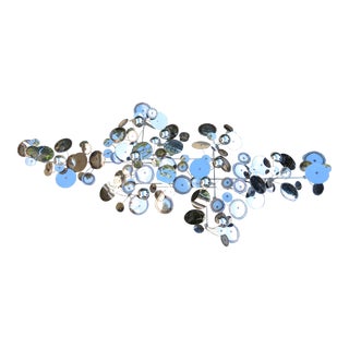 Mid Century Curtis Jere Raindrops Chrome Metal Wall Art Sculpture For Sale