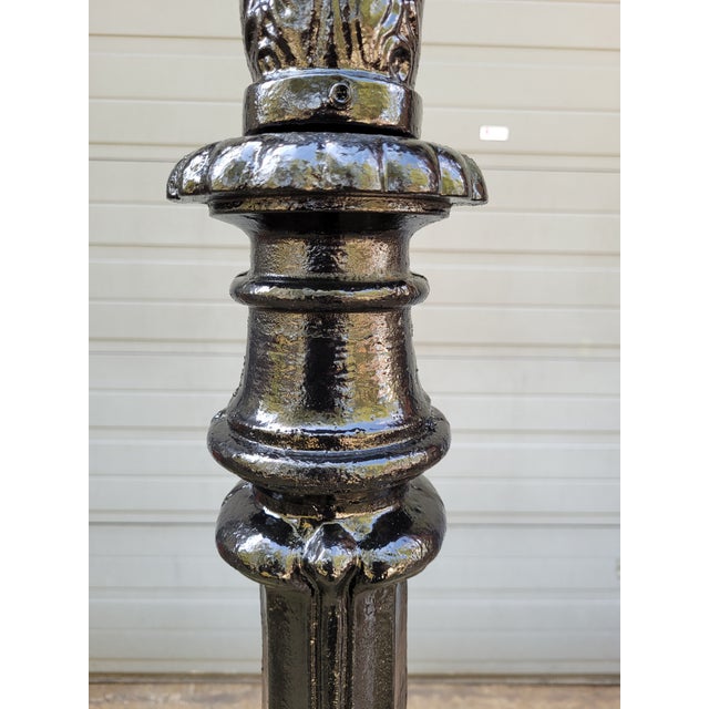 Cast Iron Lamp with Square Cast Iron Lantern For Sale - Image 6 of 8