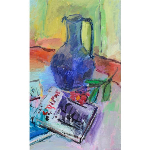 A vibrant, colorful Fauvist still life by Monterey, California artist Anthony Rappa (American, 20th Century). Heavy,...