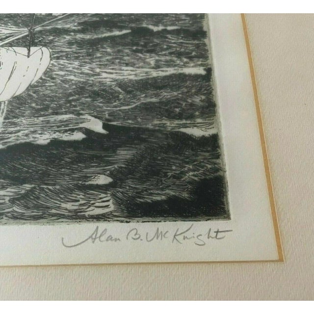 Signed Alan B. McKnight Maritime Etching ‘h.m.s. Boston, 1749’ – Limited Edition 42/100 For Sale - Image 4 of 9