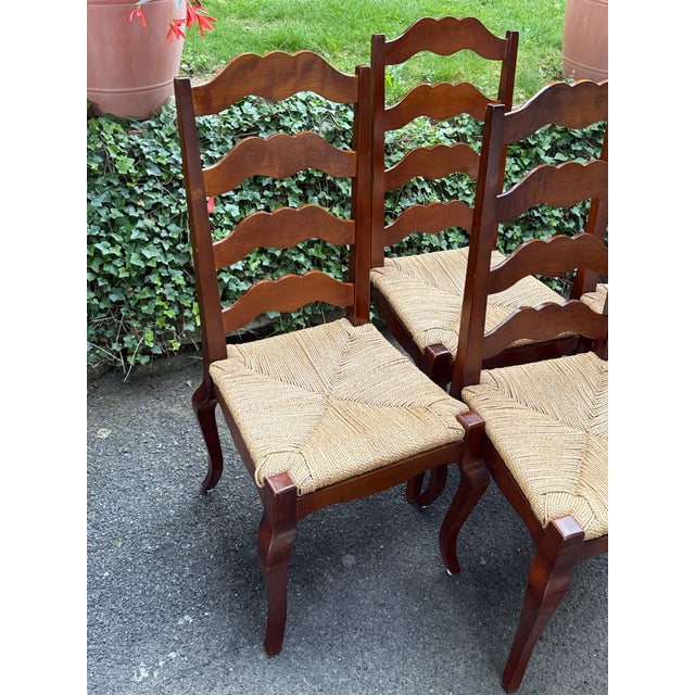 Late 20th Century French Farmhouse Ladderback Chairs - Set of 4 For Sale - Image 4 of 11