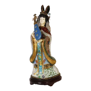20th Century Chinese Antique Cloisonne Figurine With Musical Instrument