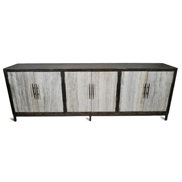 Beautiful natural grey marble faced doors with salvaged old pine wood frame. Attractive modern shape with simple lines...
