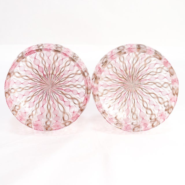 Pair of Venetian / Salviati Murano Glass Latticino Toasting Champagne Glasses For Sale - Image 9 of 15