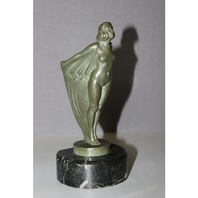 1930s Figure of Young Woman with a Veil by Max Le Verrier, 1930s For Sale - Image 5 of 13
