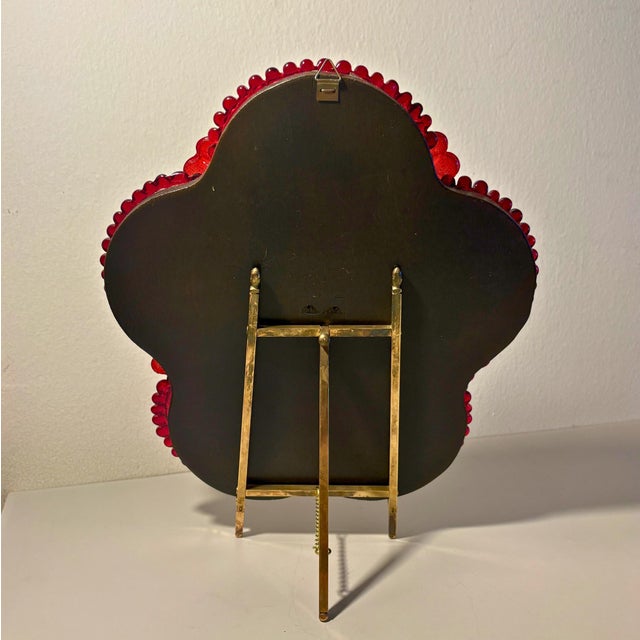 Red Vintage Red Floral Venetian Murano Glass Table Mirror For Sale - Image 8 of 10