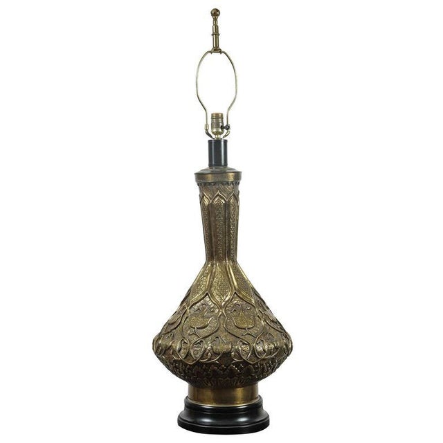 Brass Mid 20th Century Moorish Indo Persian Brass Table Lamp For Sale - Image 8 of 8