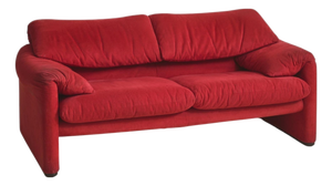 Italian Red ‘Maralunga’ Loveseat by Vico Magistretti for Cassina, 1970s