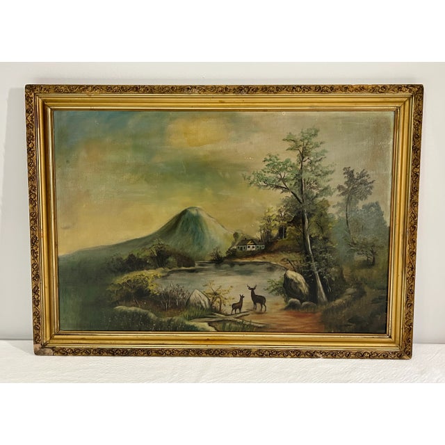 Antique Landscape Painting of Mountain Scene For Sale - Image 10 of 10