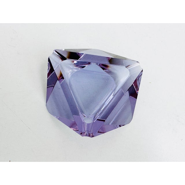 Bohemian Alexandrite Crystal Glass Ashtray attributed to Václav Hanus, Czech Republic, 1960s For Sale - Image 4 of 16