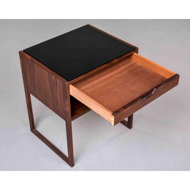 Langkilde Danish Mid-Century Rosewood Side Table With Black Glass Top For Sale - Image 10 of 12