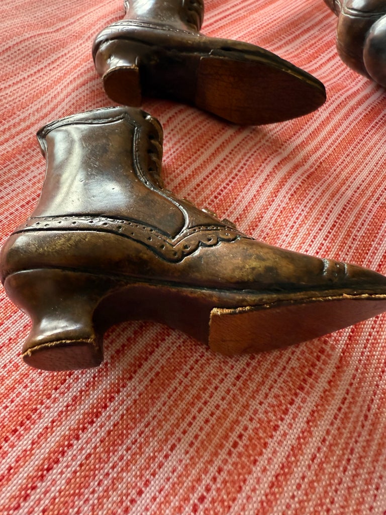 RARE COLLECTION: Theodore Alexander Hand Carved & Painted Solid Wood Shoes. Theodore Alexander -Rare Vintage Find-Pair of Victorian  main image 4