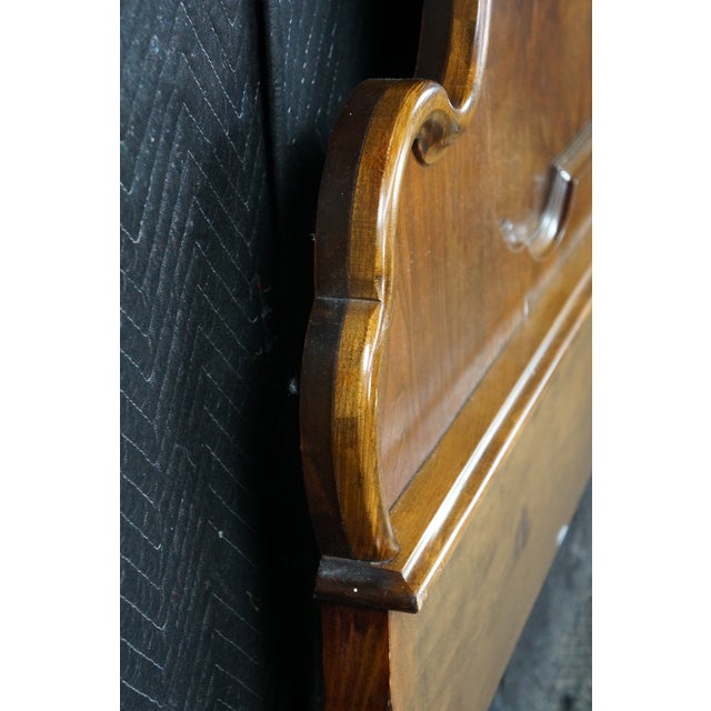 Antique Victorian Renaissance Revival Walnut Burl Arched Full Size Headboard For Sale - Image 15 of 17