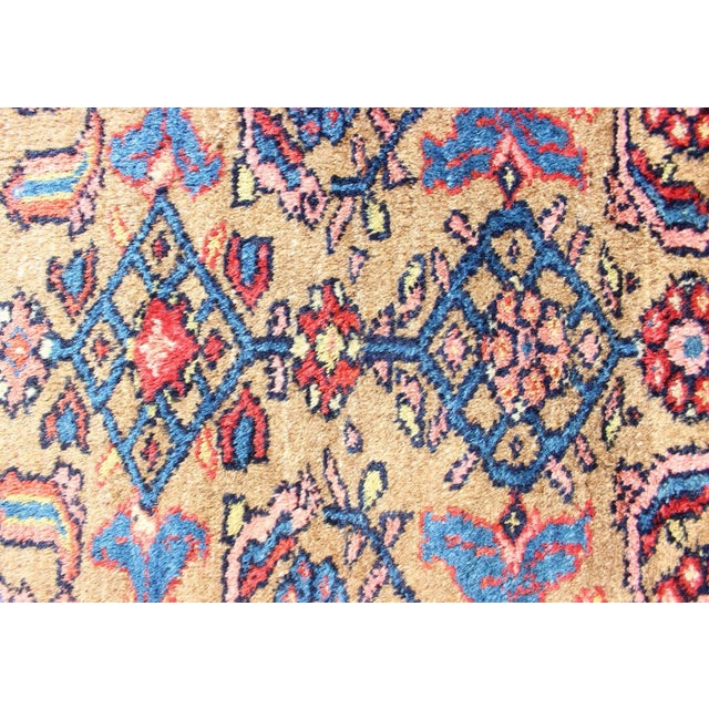 Blue Antique Persian Hamadan Rug With Colorful Geometric All-Over Design in Yellow For Sale - Image 8 of 12