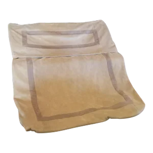 Custom Queen Tan Ultrasuede Bedspread With Border, Envelope Style
