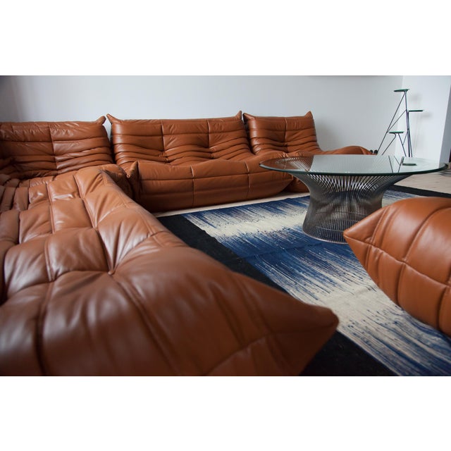 Brown Togo Set in Cognac Brown Leather, 1970s, Set of 5 For Sale - Image 8 of 18