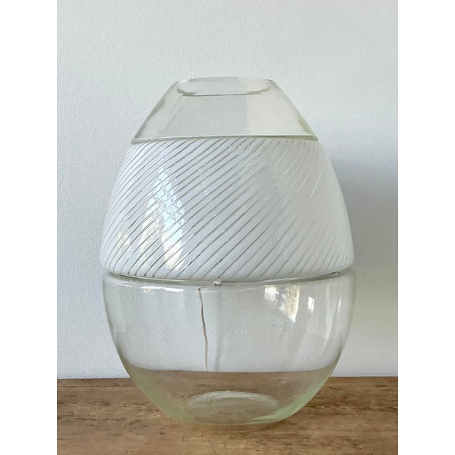 Mid-Century Modern Vintage Italian Stacked Glass Lamps With Built in Vase For Sale - Image 3 of 12