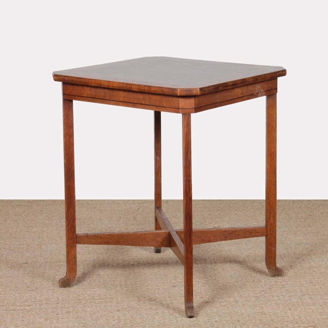 Wood Early 20th Century Square Marquetry Games Table For Sale - Image 7 of 7