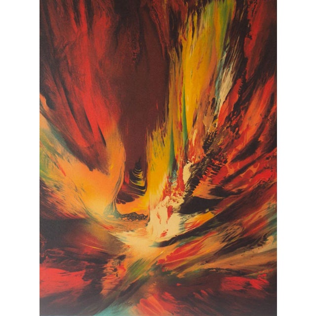 A 1974 abstract lithograph by the Mexican artist Leonardo Nierman (1932-2023). Titled "Flight to the Sun," this abstract...