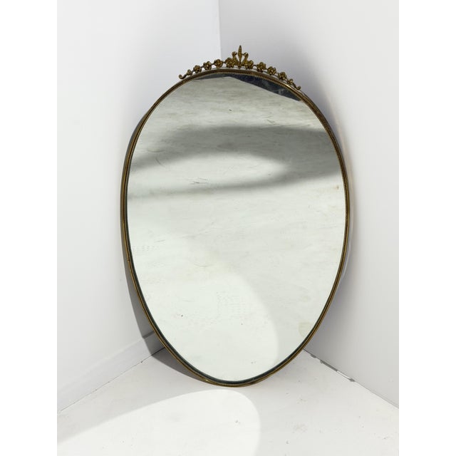 Oval Brass Wall Mirror, Italy, 1950s For Sale - Image 9 of 16